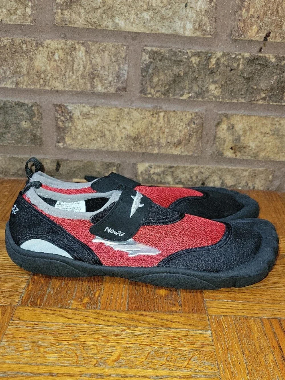 Newtz Kids Water Shoes Size 6 Black and Red with Shark Graphic